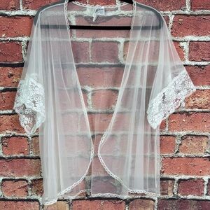 Vintage Elegant Sheer Lace Short Sleeve Lingerie Cover Fairycore Boho 2XL